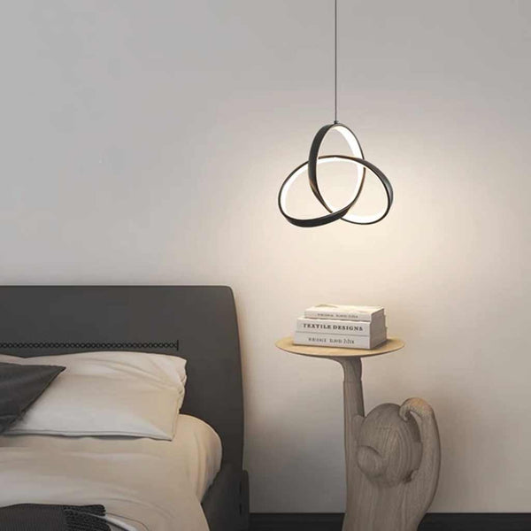 Pendant Light Small Twisted Ring Bedside, Black / White