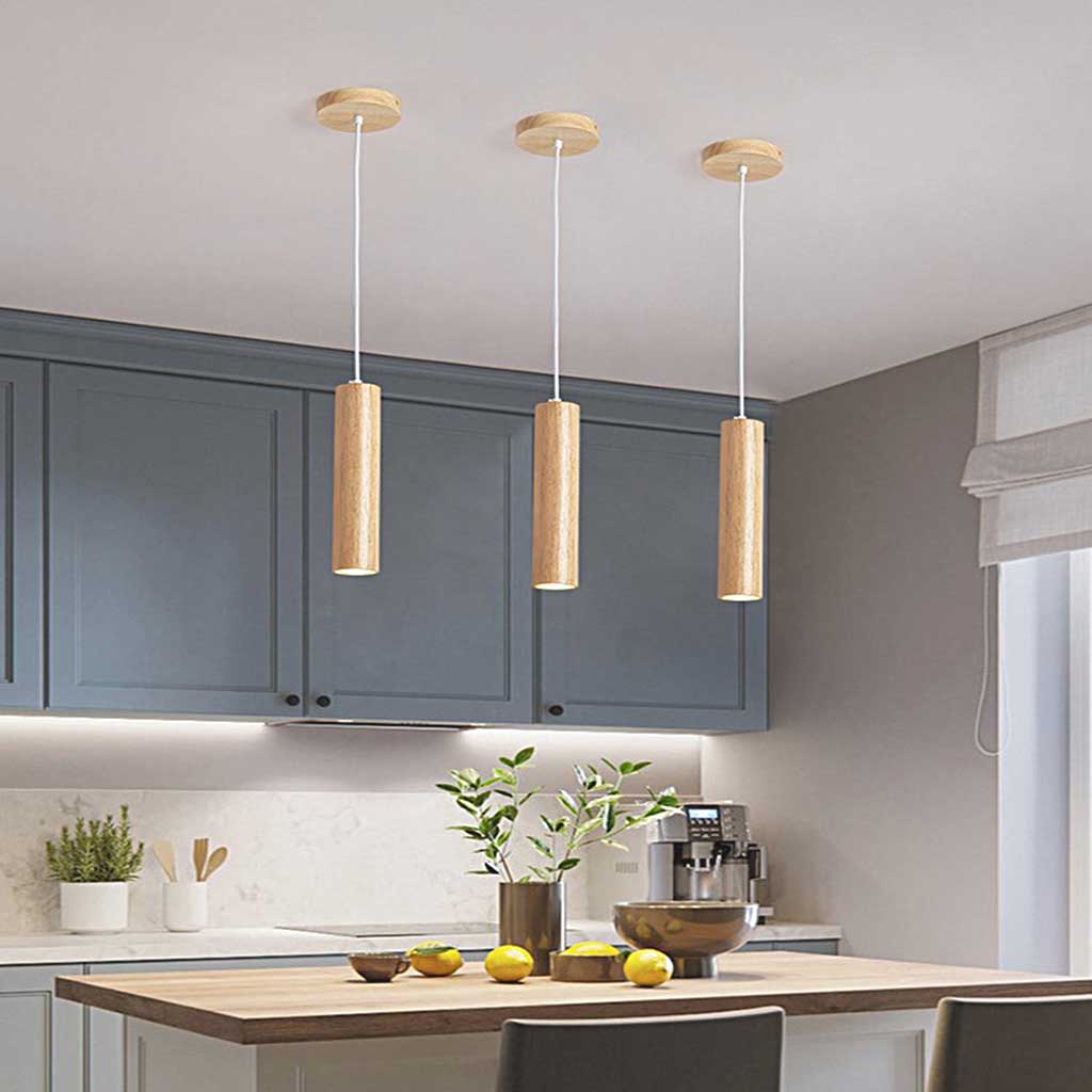Pendant Light Spotlight Unique Cylinder Tube, Wood