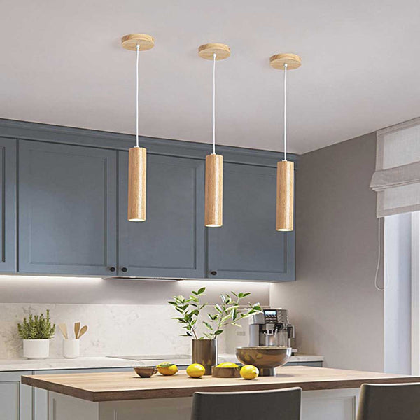 Pendant Light Spotlight Unique Cylinder Tube, Wood