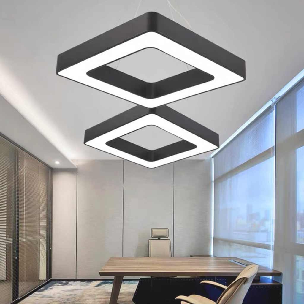 Pendant Light Square LED for Gym / Office, Black