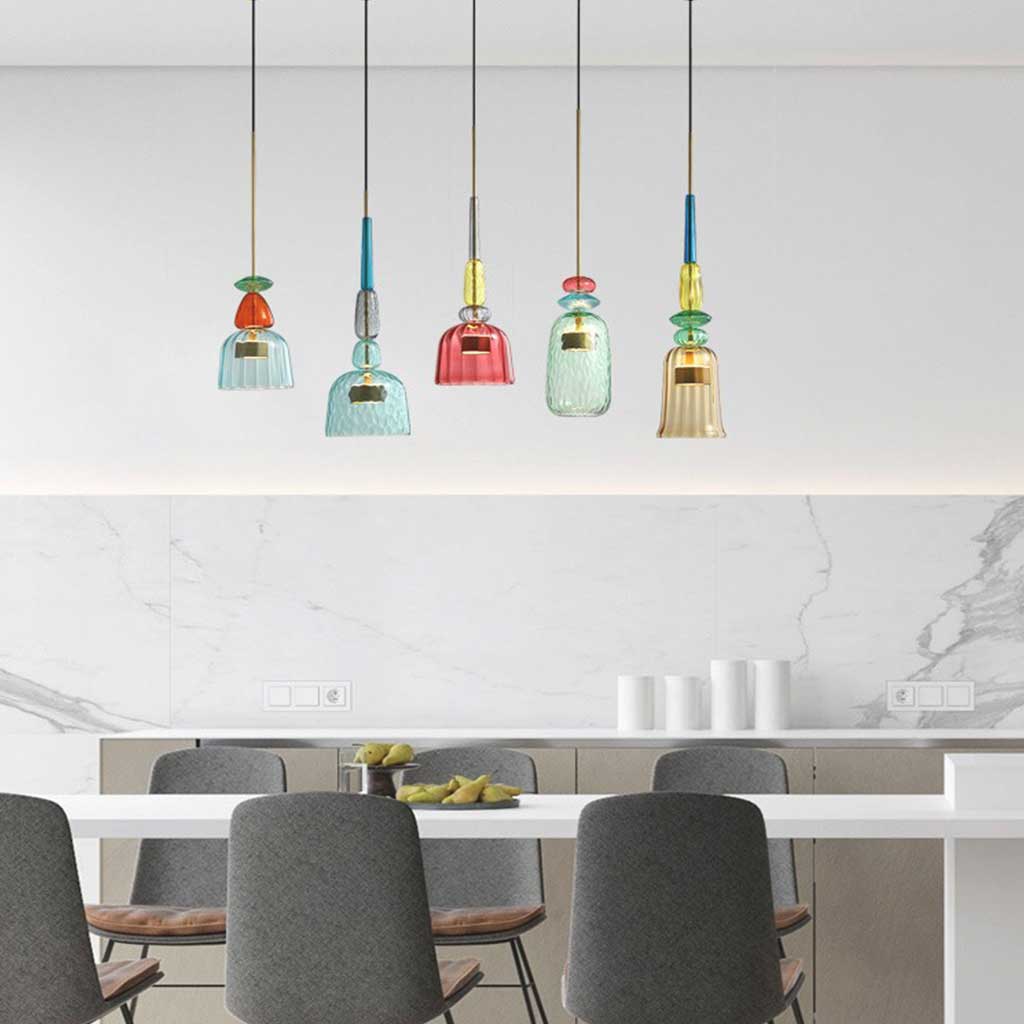 Pendant Light Nordic Colorful Stained Glass Bell