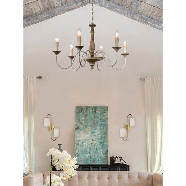 Syshaeth Vintage Industrial Hand-carved Wood Chandelier