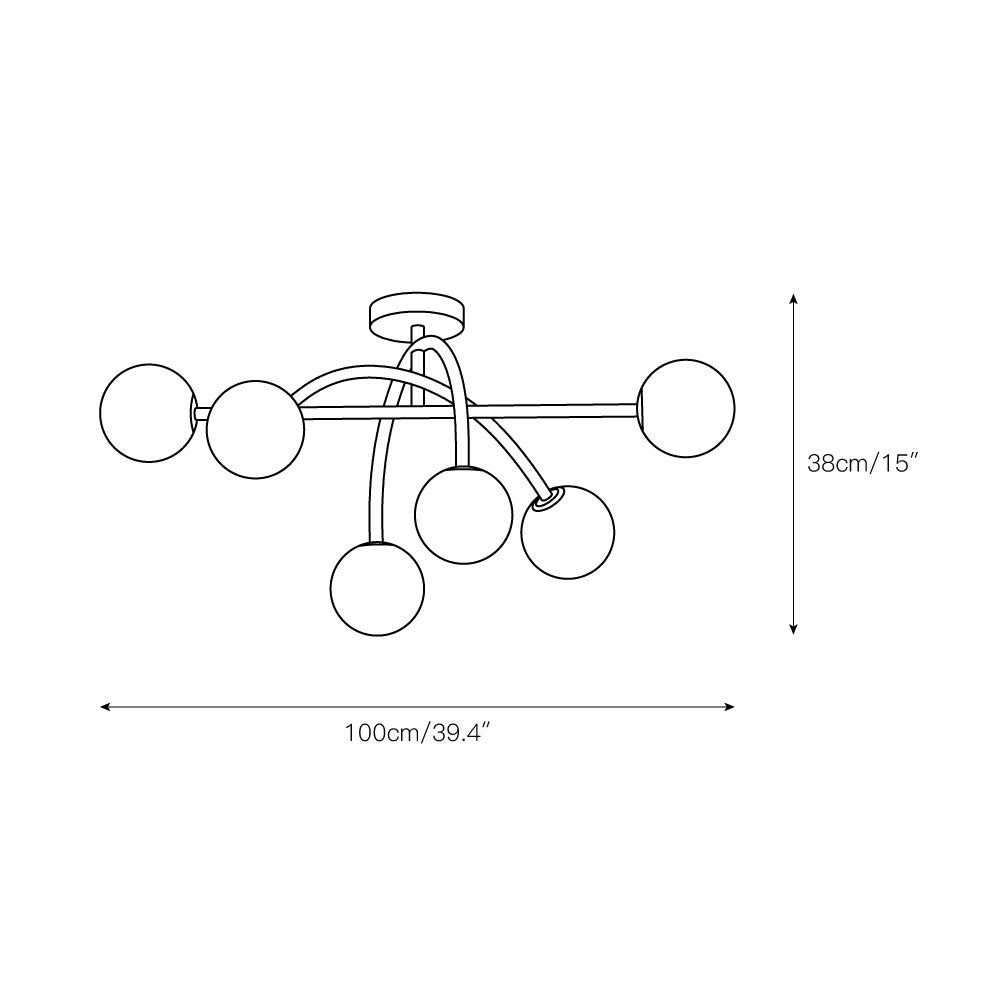 Sythael Brass Glass Ceiling Lamp