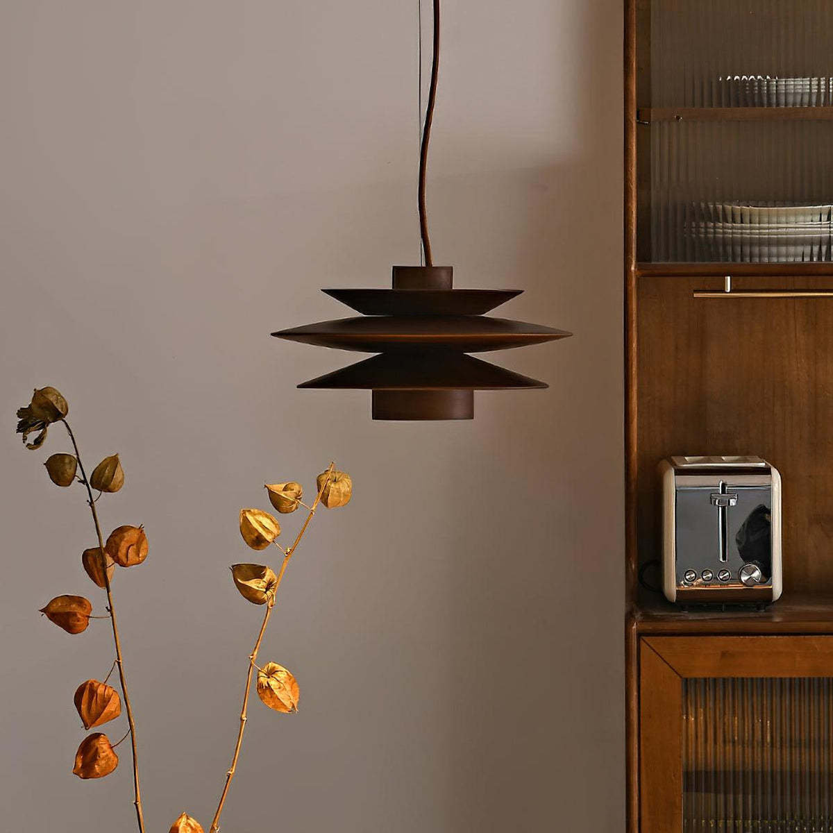 Cascade Wooden Disc Pendant Lamp