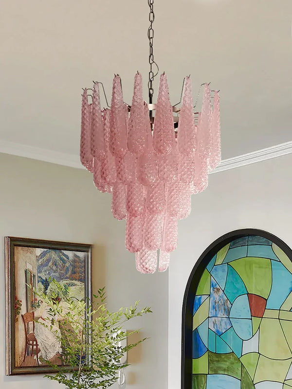 Pink Glass Petals Chandelier