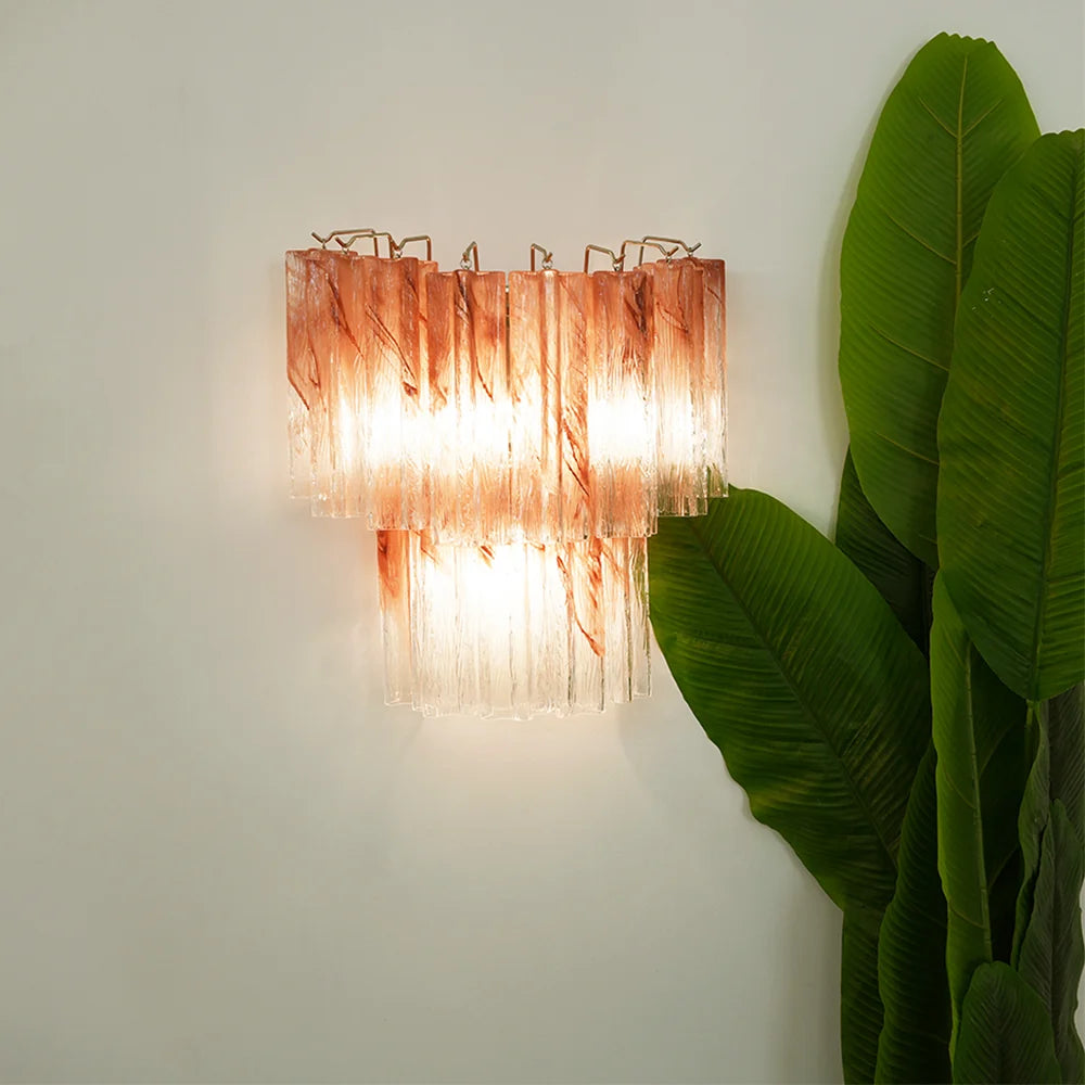 Pink Glass Tube Wall Sconces