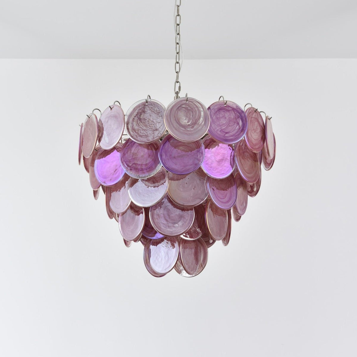 Vintage Pink Disc Glass Chandelier