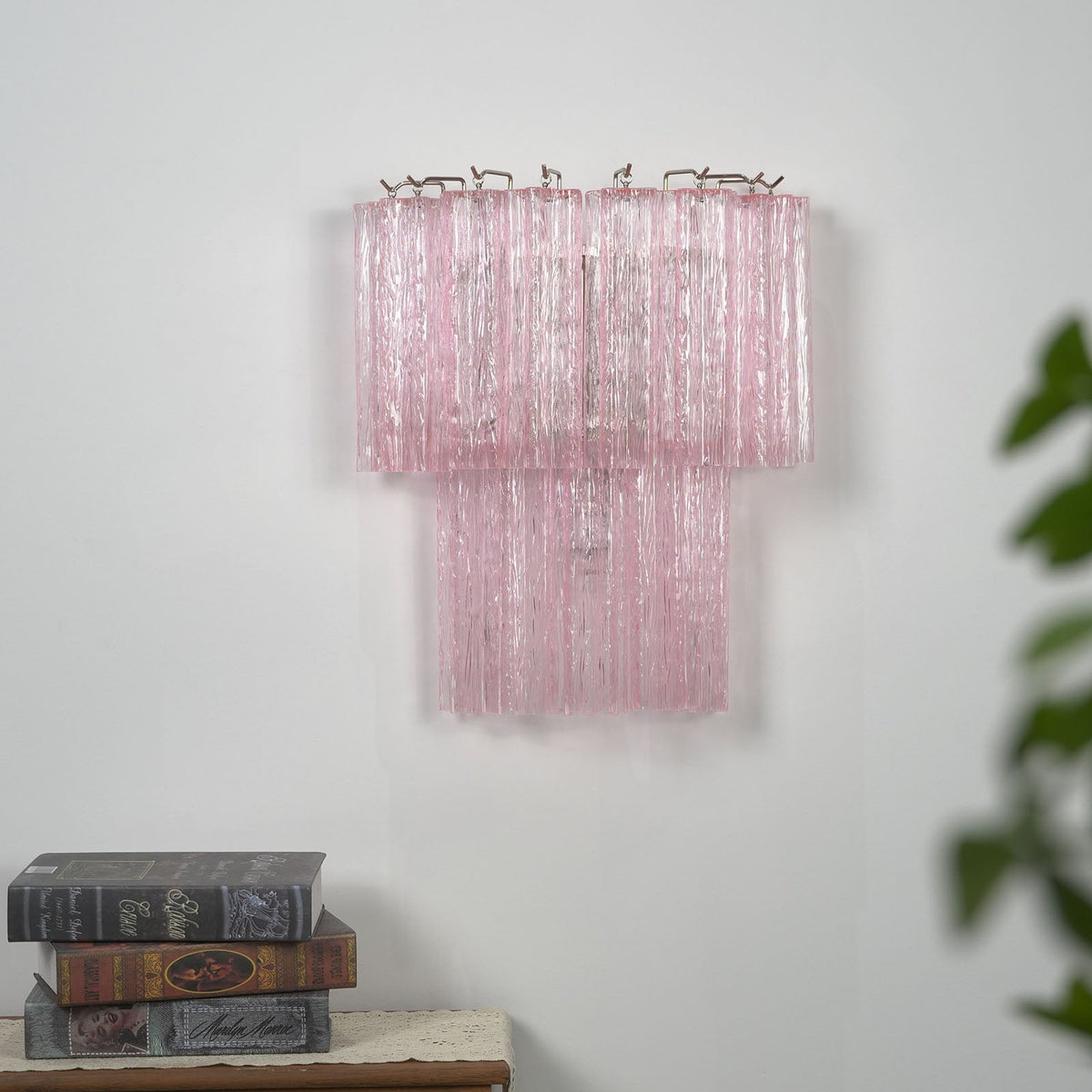 Star Shaped Murano Pink Glass Wall Lamp