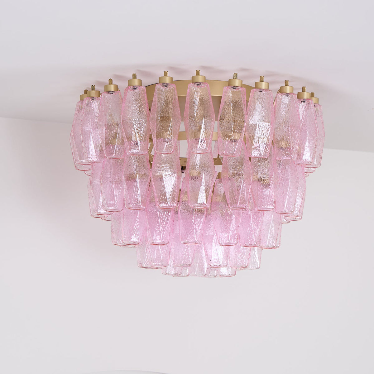 Poliedri Glass Pink Ceiling Light