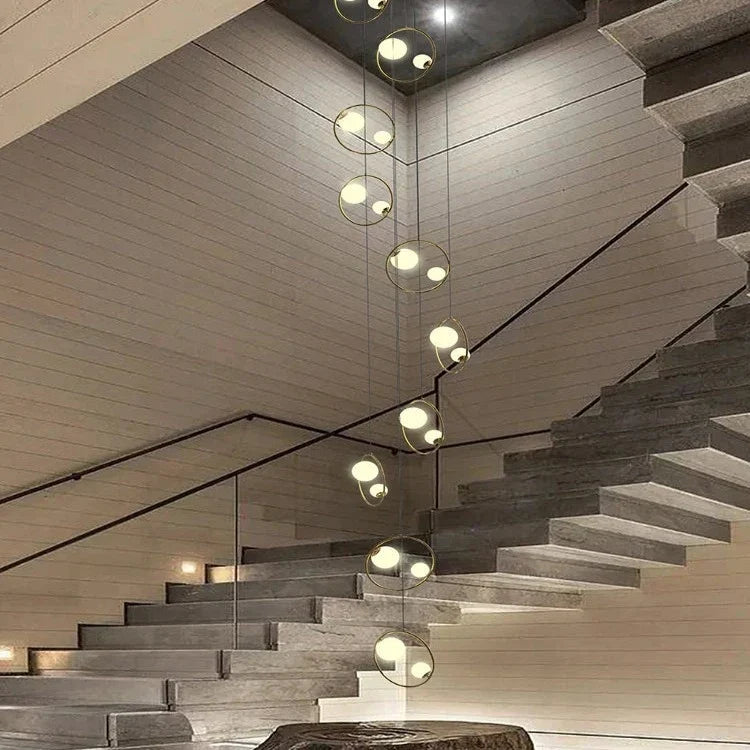 Postmodern Ring Pendant Light for Staircase