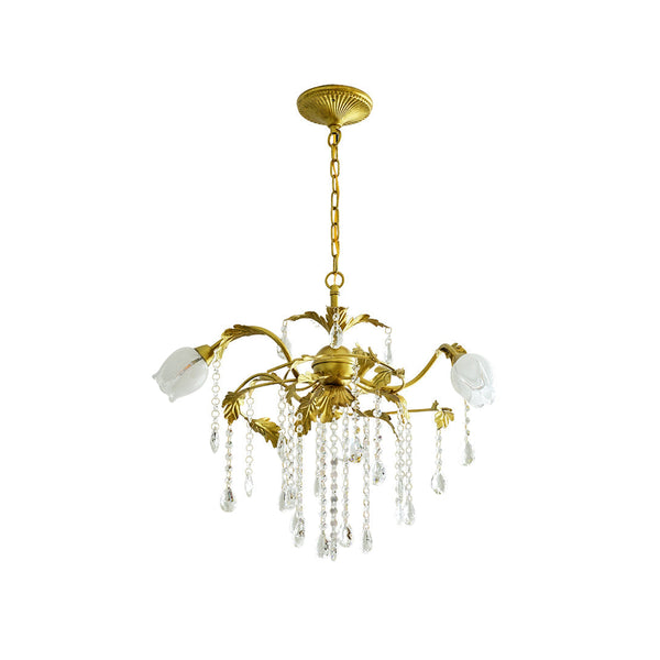 Vasorus Vintage Industrial Brass Crystal Chandelier