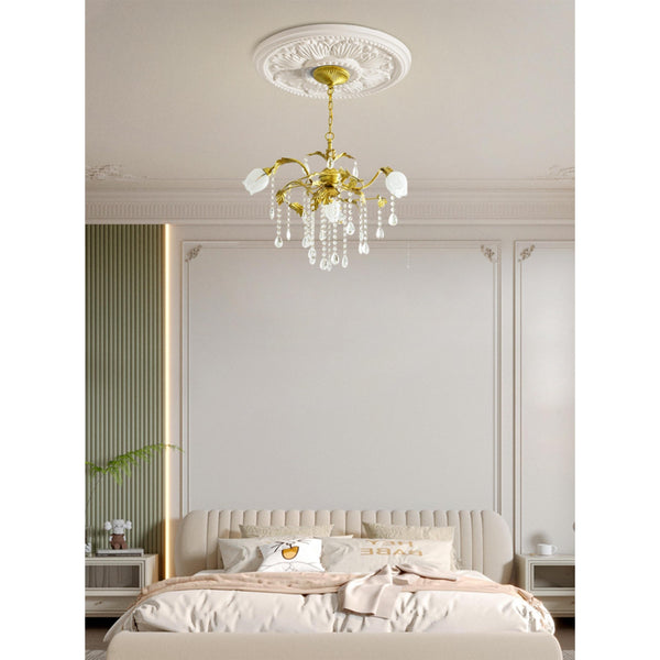 Vasorus Vintage Industrial Brass Crystal Chandelier