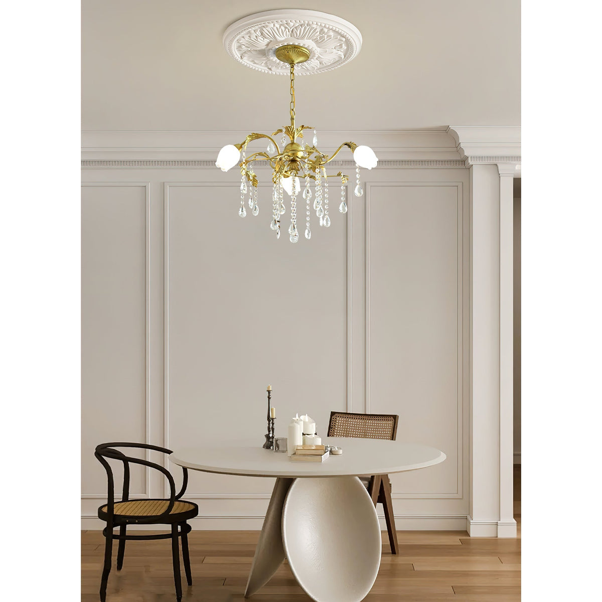 Vasorus Vintage Industrial Brass Crystal Chandelier