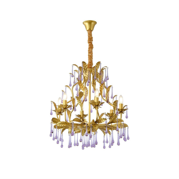 Ilvenel Postmodern Luxury Birdcage Purple Glass Chandelier
