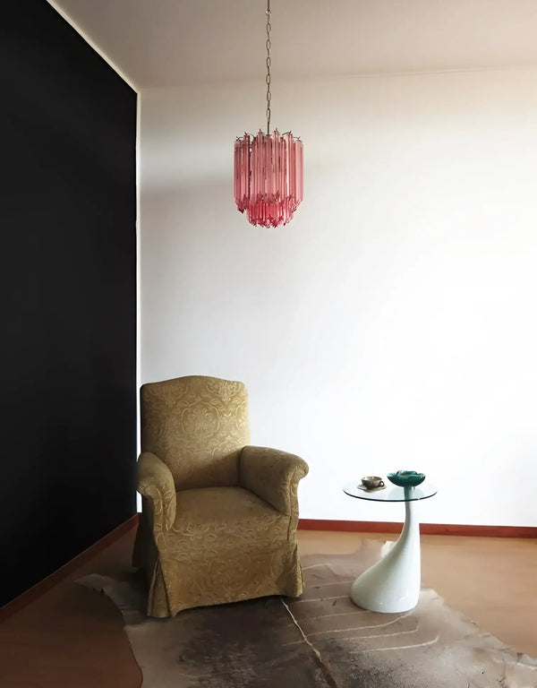 Quadriedri Murano Prisms Pink Chandelier