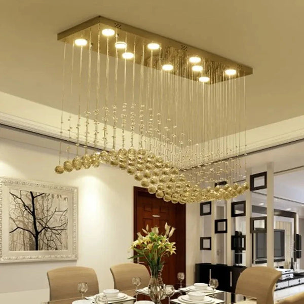 Raindrop Rectangular Crystal Chandelier For Dining Room