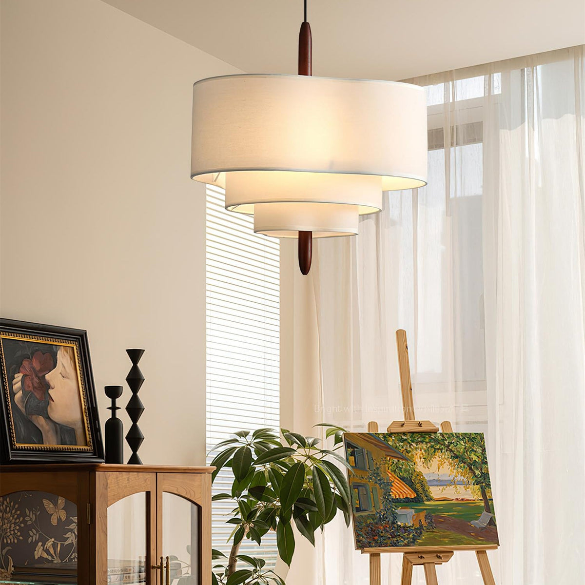 Ophel Green Fabric Pendant Lamp
