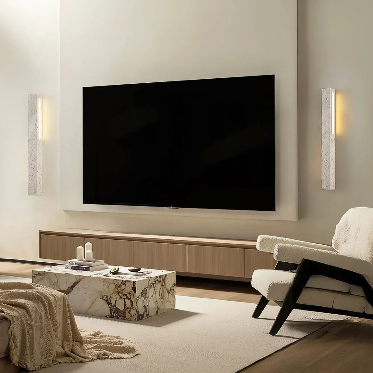 Rectangle Fini Travertine Wall Lamp