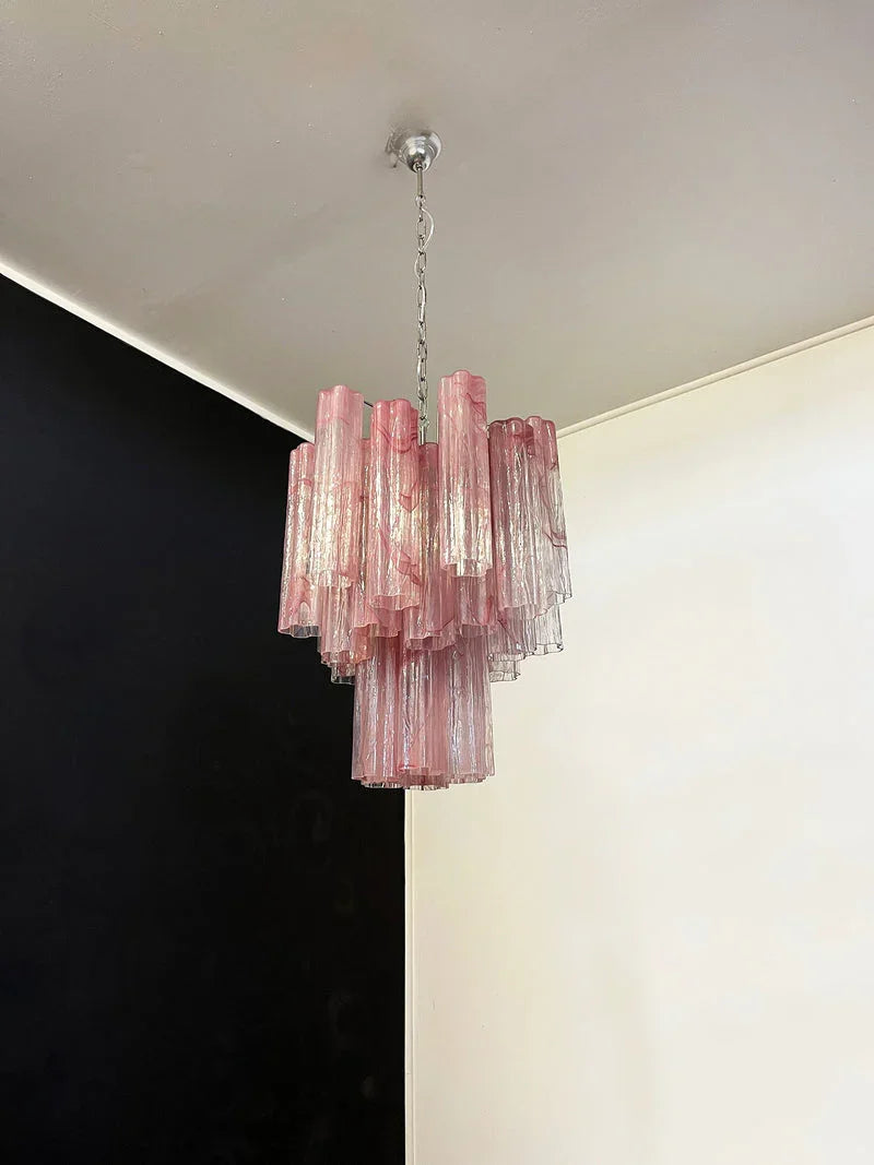 Red Glass Tube Chandelier