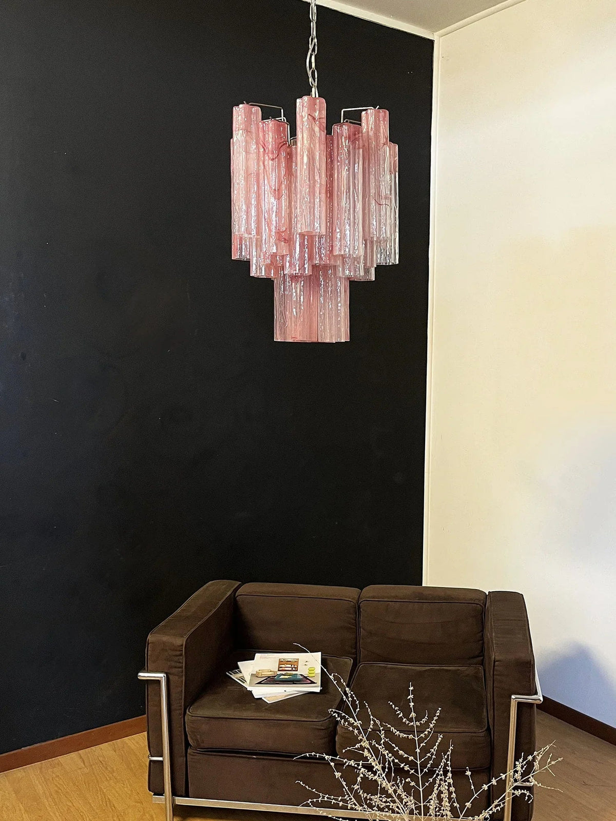 Red Glass Tube Chandelier
