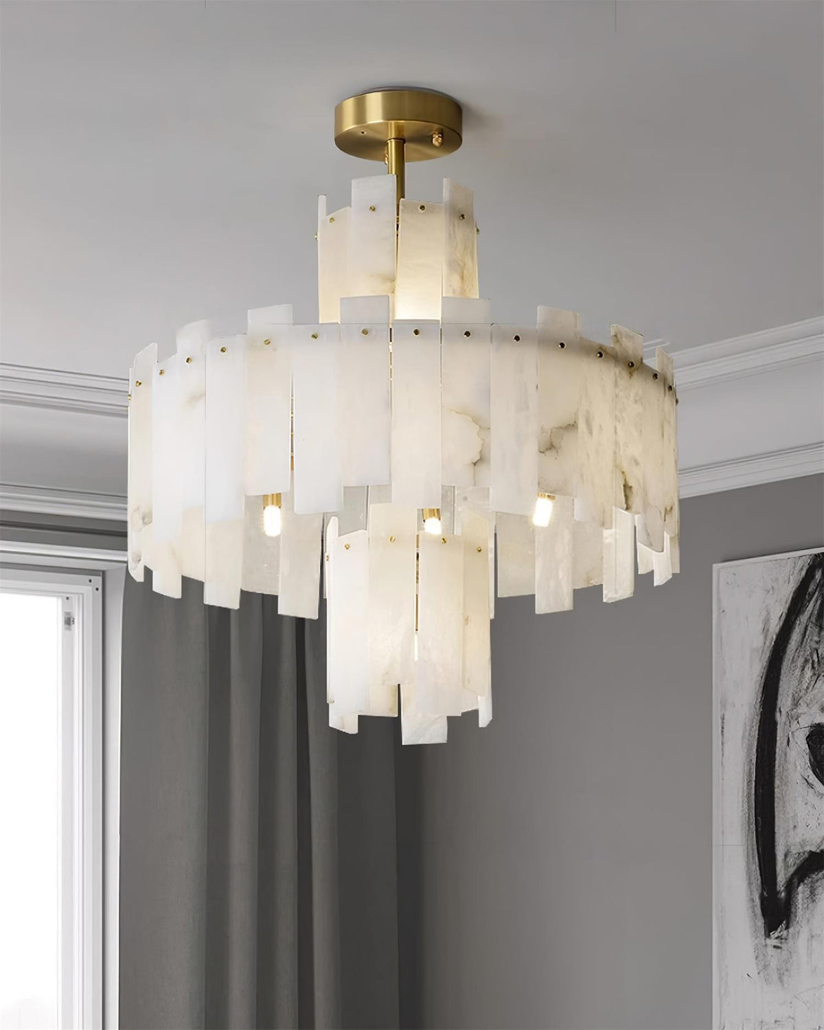 Alabaster Regina Modern Round Chandelier