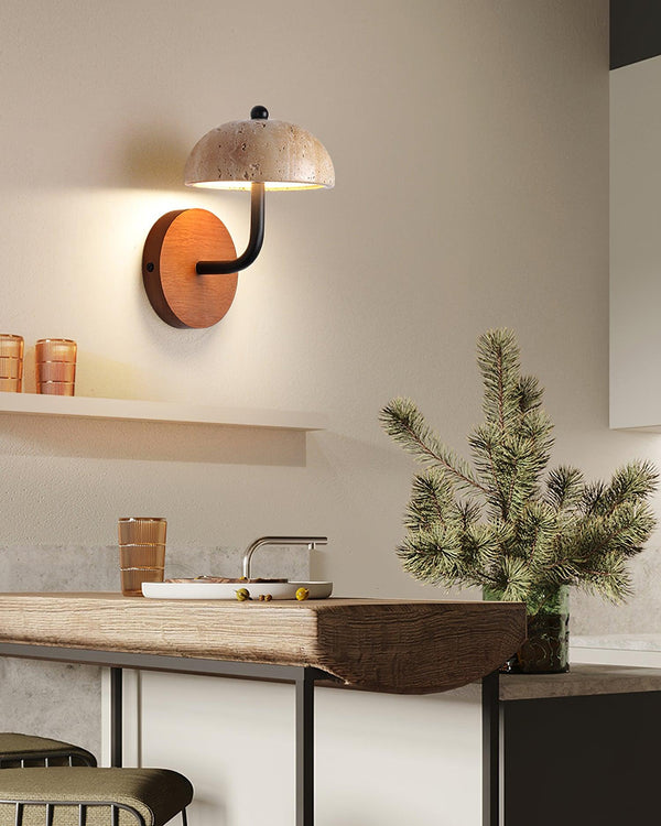 Solaro Wall Light Travertine Half-dome Shade