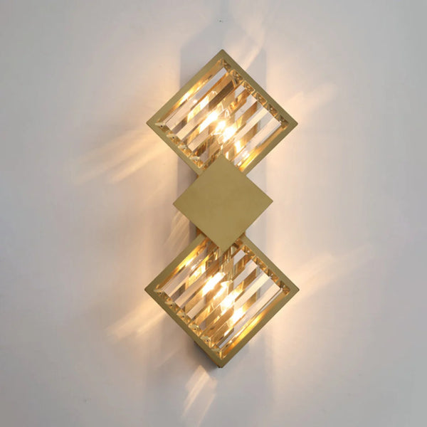 Rhombus Gold Crystal Wall Light