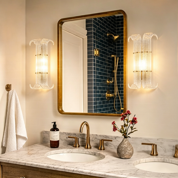 Ribbed Glass Scroll Wall Lamp