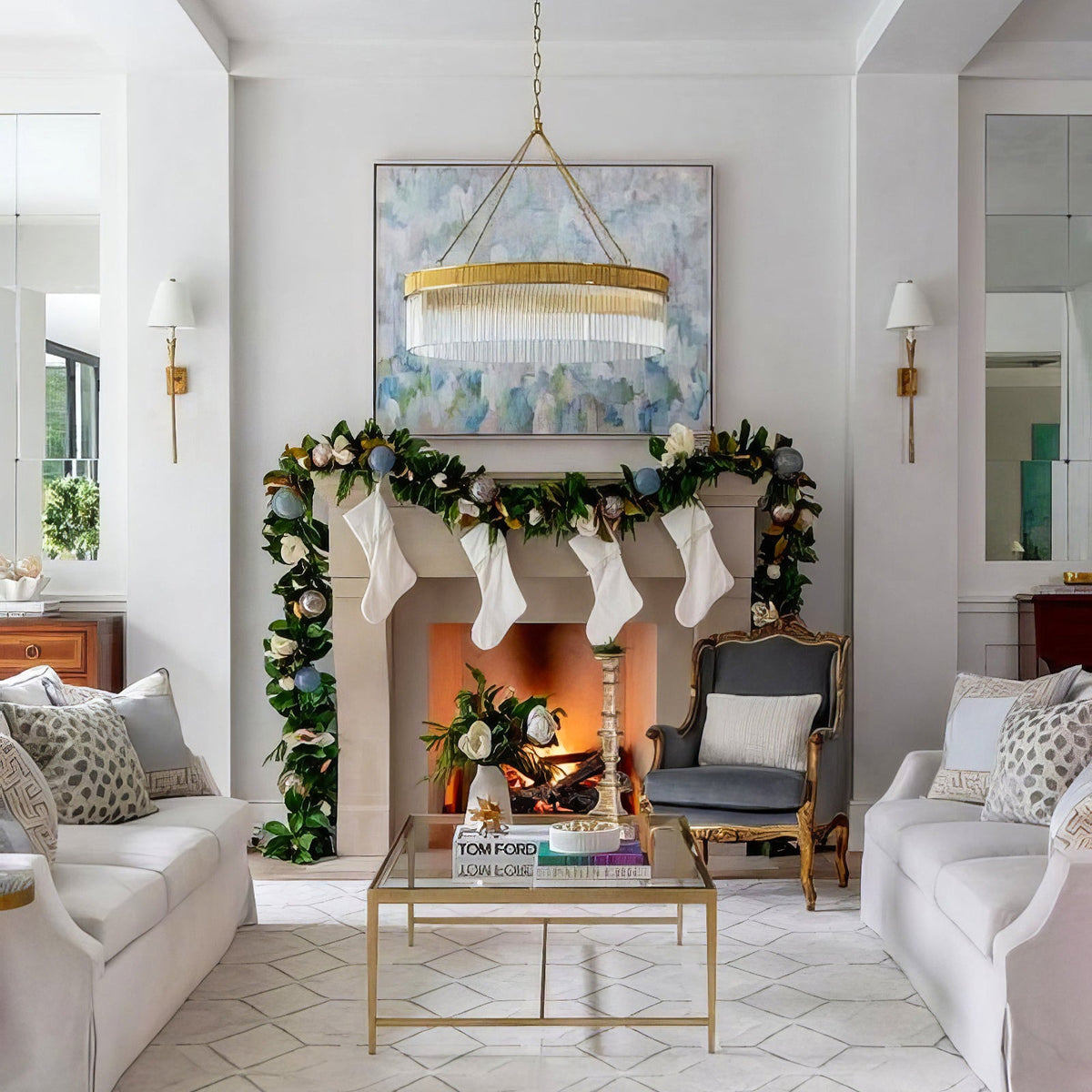Ribbed Glass Ring Chandelier