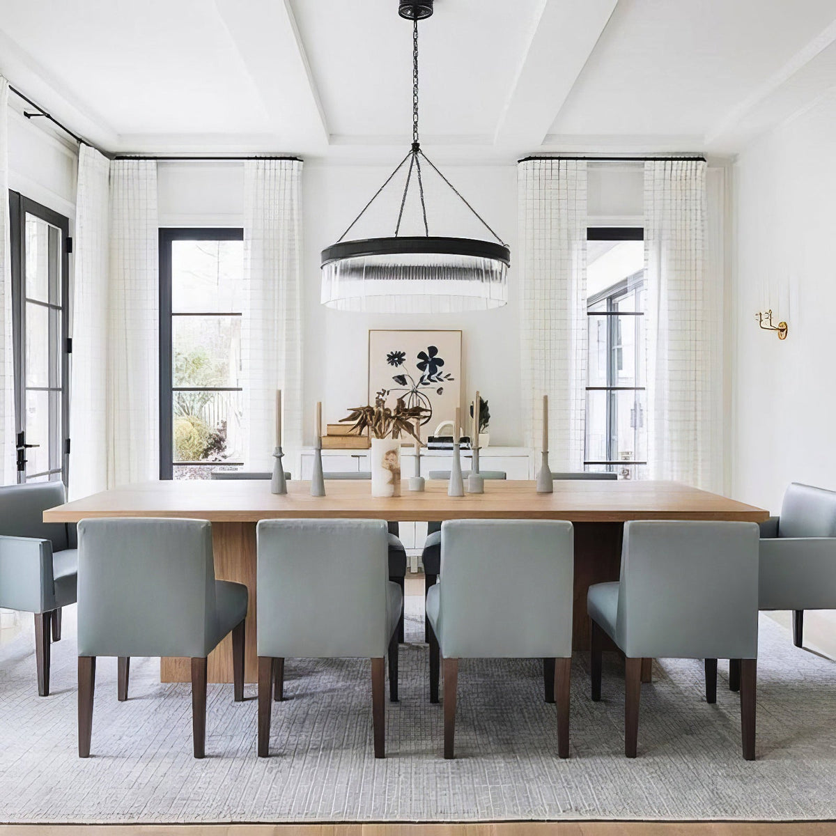 Ribbed Glass Ring Chandelier