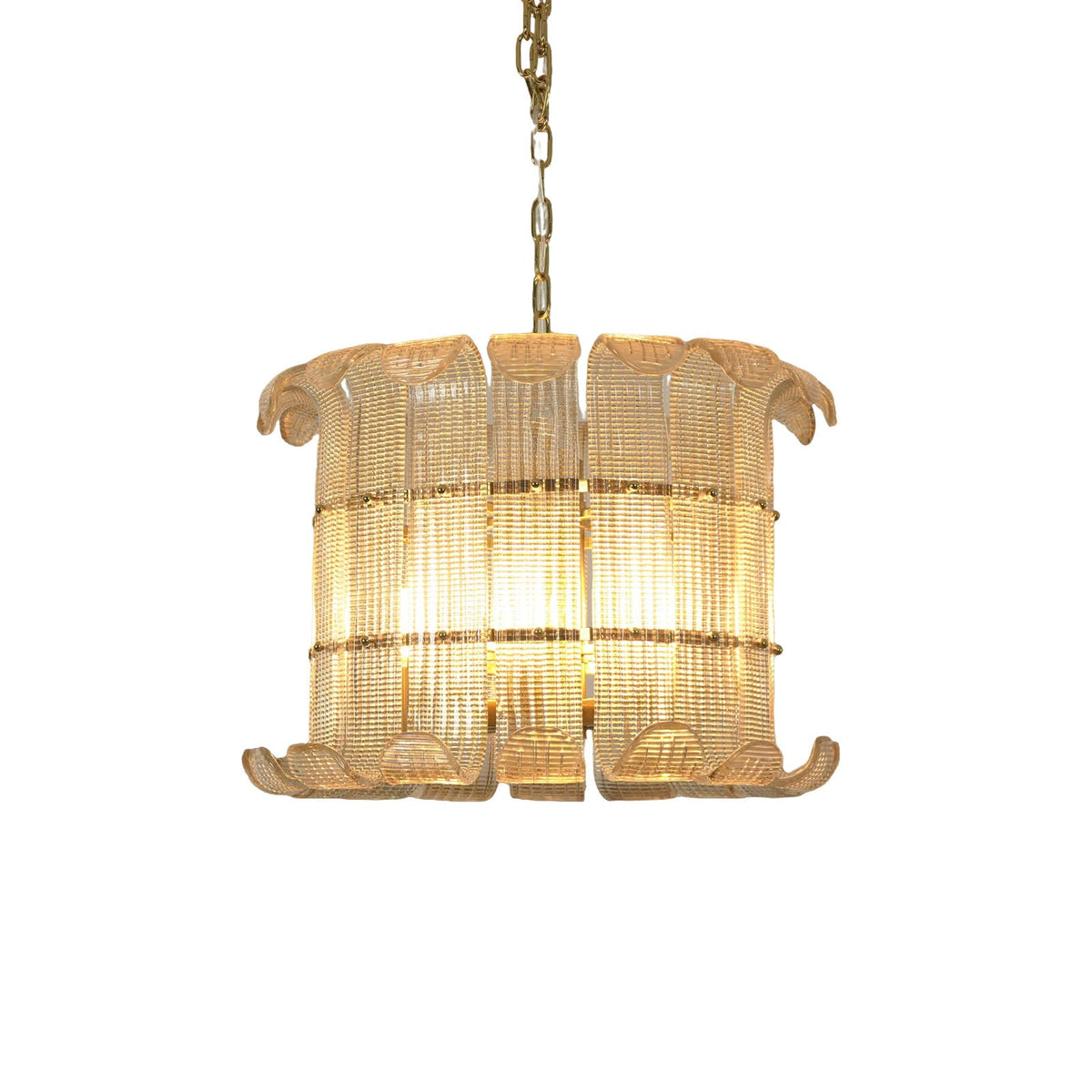 Ribbed Glass Scroll Chandelier