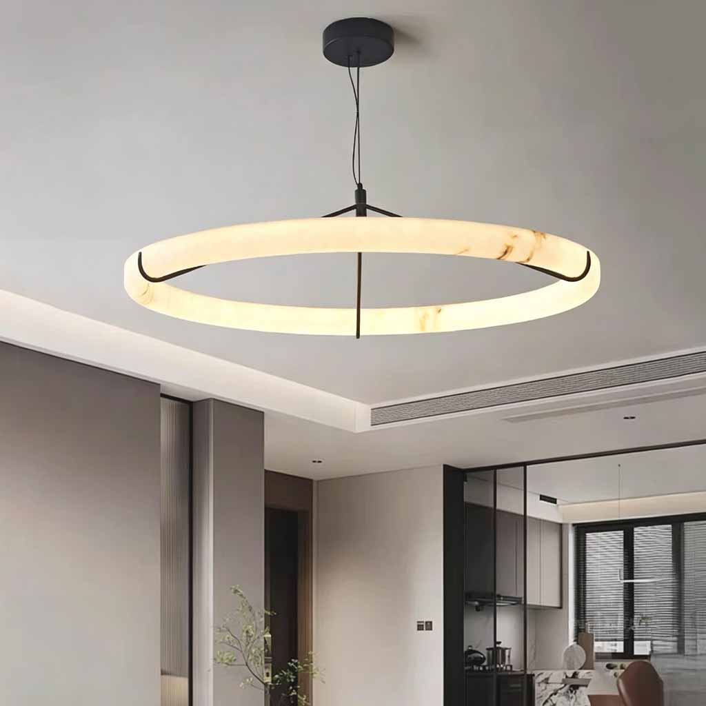 Ring Alabaster Pendant Light LED Dimmable