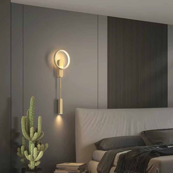 Ring Wall Sconce Light Modern Copper LED, Gold / Black