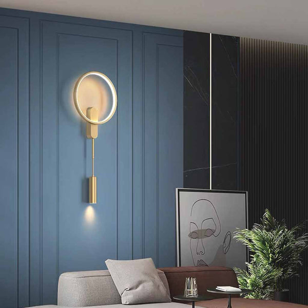 Ring Wall Sconce Light Modern Copper LED, Gold / Black