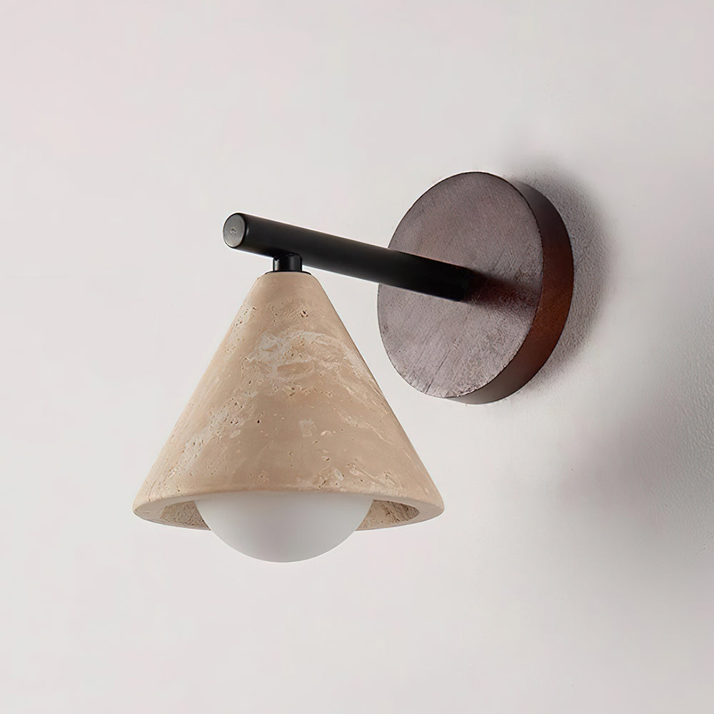 Riita Wall Lamp triangular cone-shaped travertine