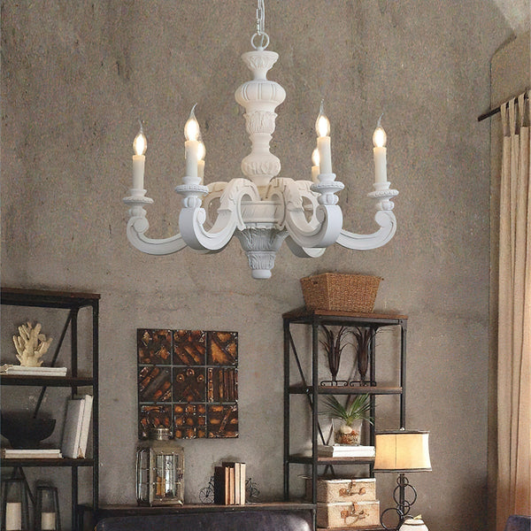 Olrinila Roman Pillar Hand-carved Wood Chandelier