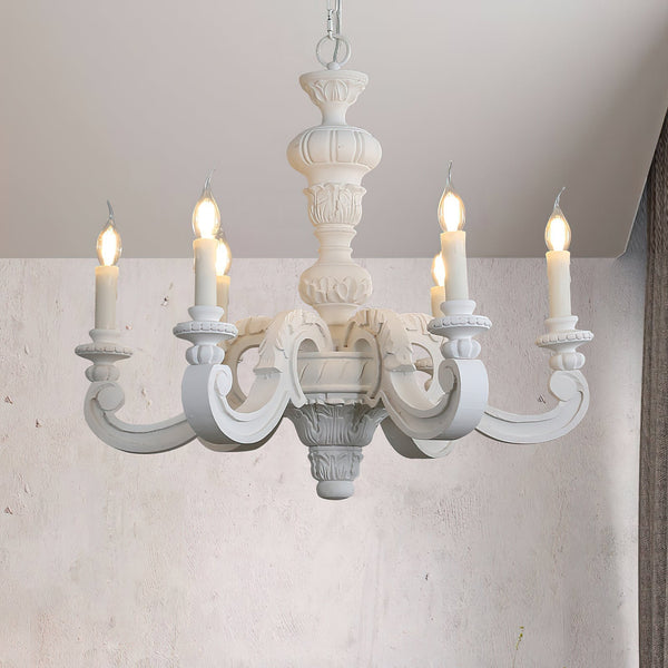 Olrinila Roman Pillar Hand-carved Wood Chandelier