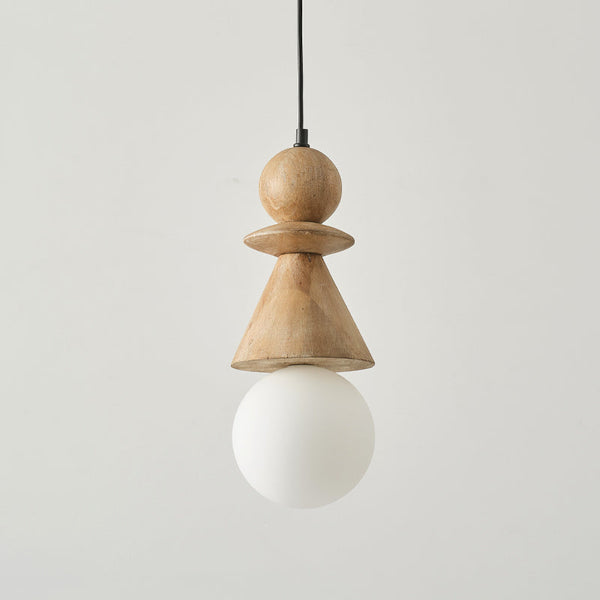 Aphais Rook Wooden Glass Pendant Lamp