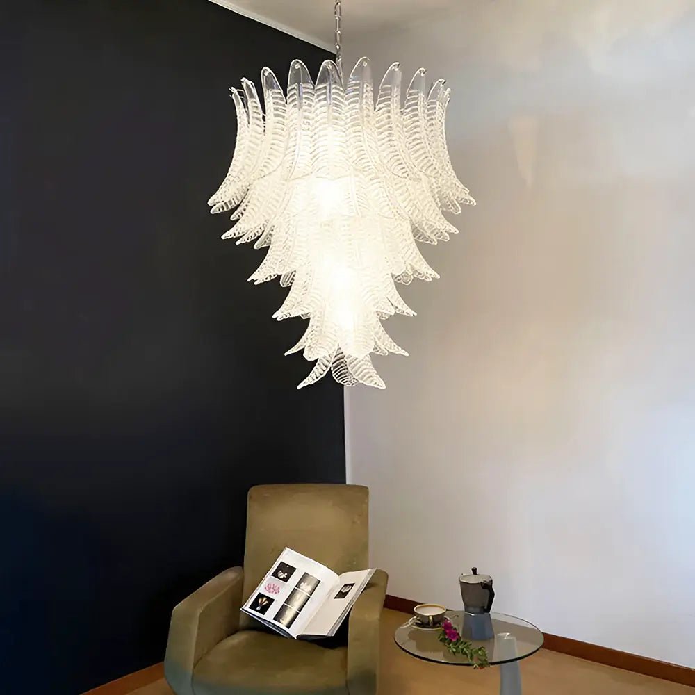 Orange Glass Leaf Tiered Chandelier