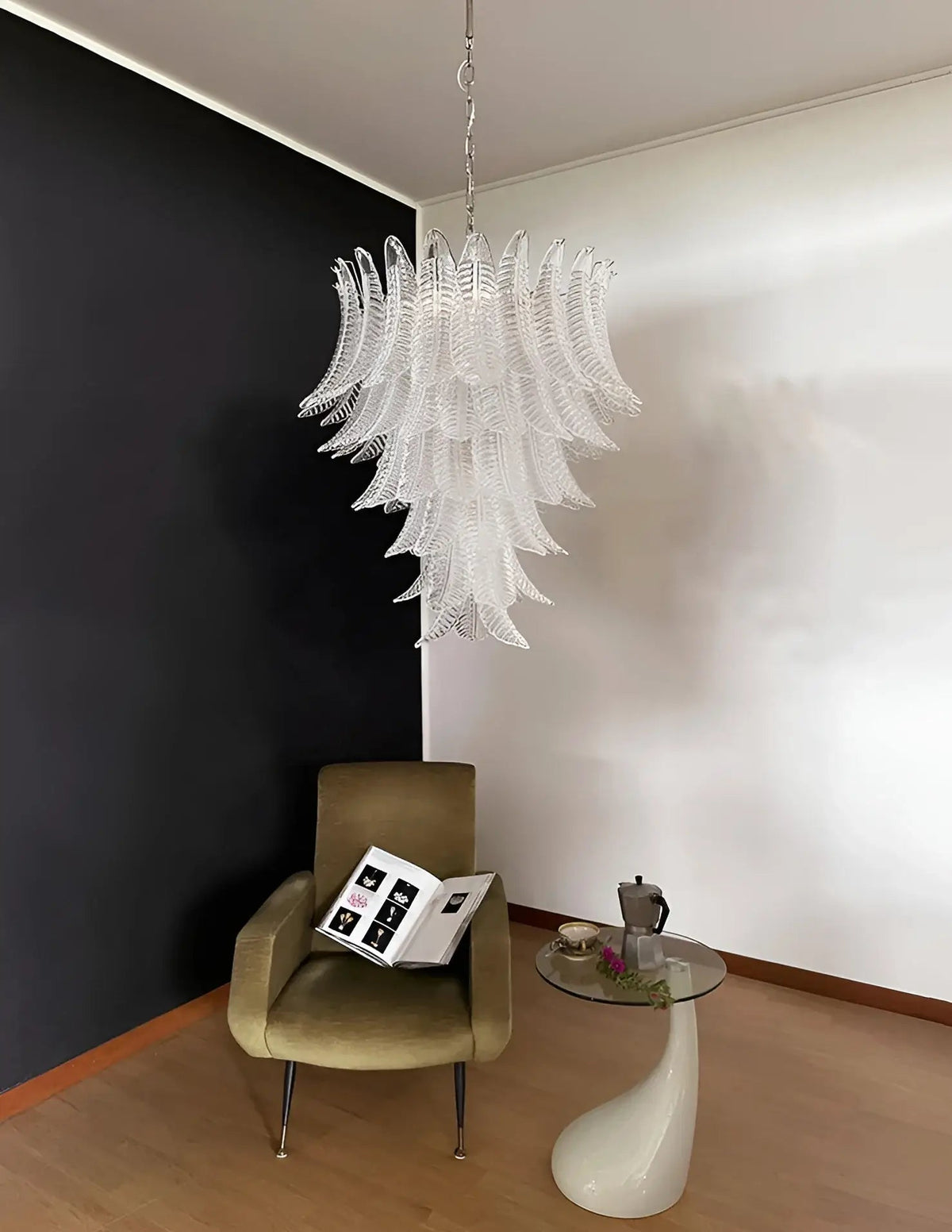 Orange Glass Leaf Tiered Chandelier