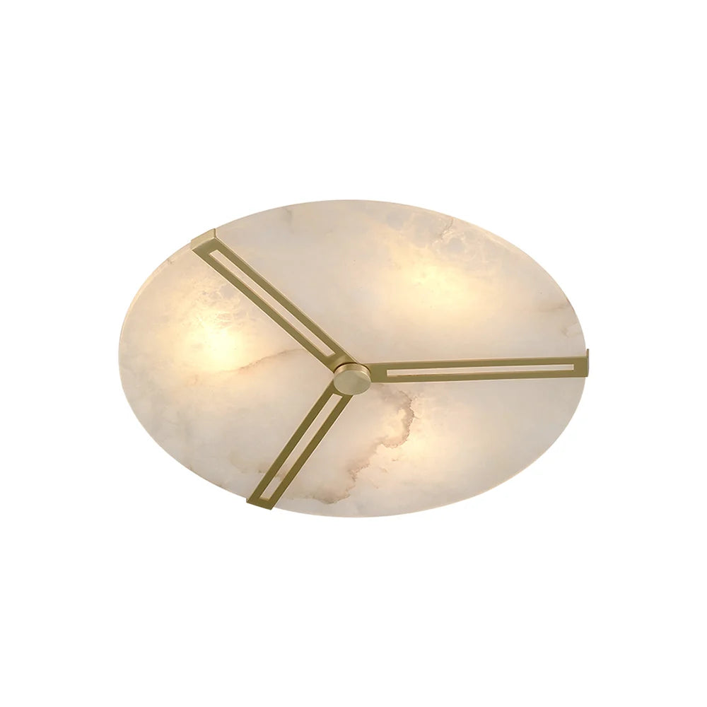 Round Copper Alabaster Ceiling Light