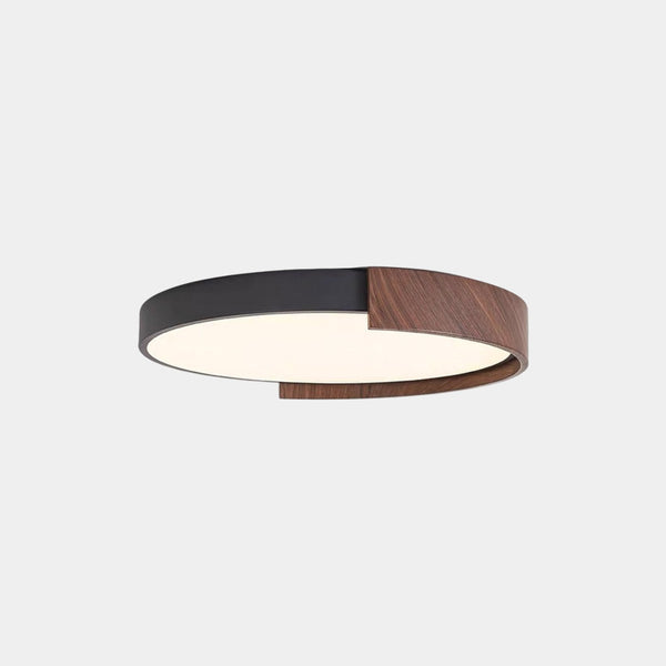 Round Flush Mount Ceiling Light LED, Black & Walnut Color