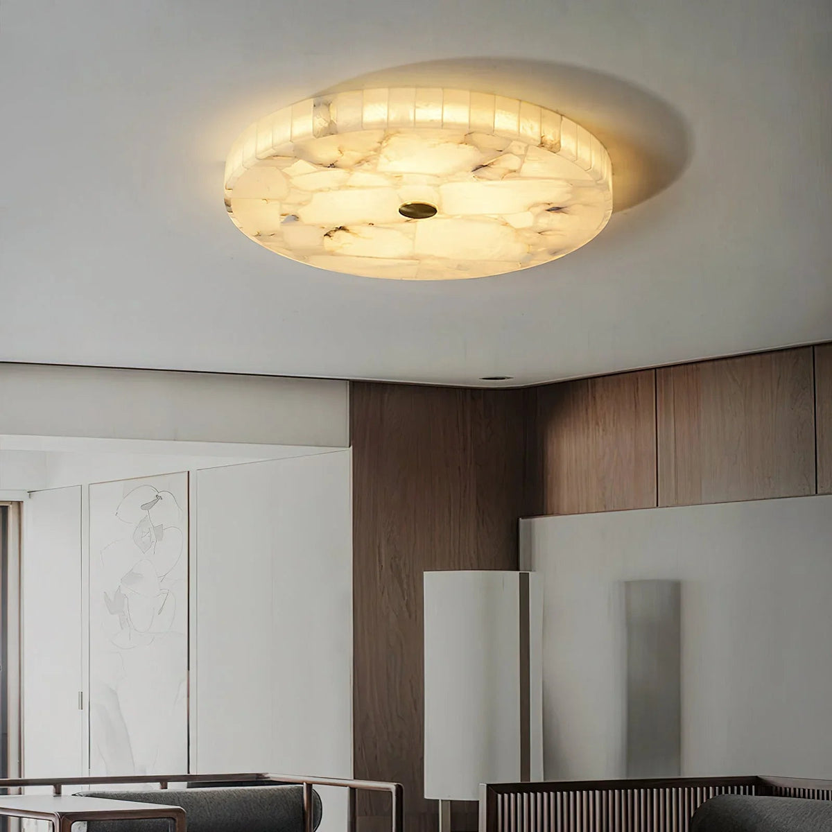 Alabaster Round Ceiling Lamp