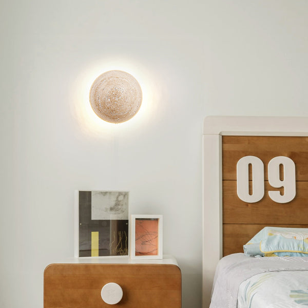 Tavenise Round Travertine Wall Lamp