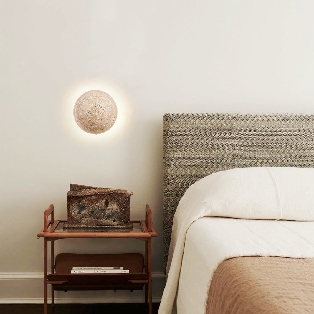 Tavenise Round Travertine Wall Lamp