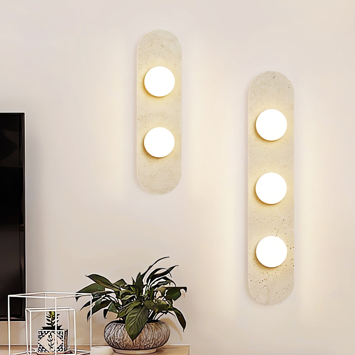 Travertine Oval Glass Wall Sconce