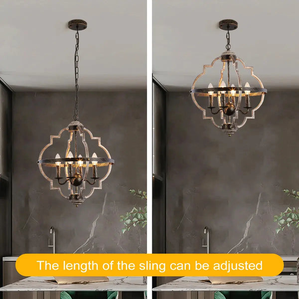 Rustic Metal Chandelier Lighting 4 Lights