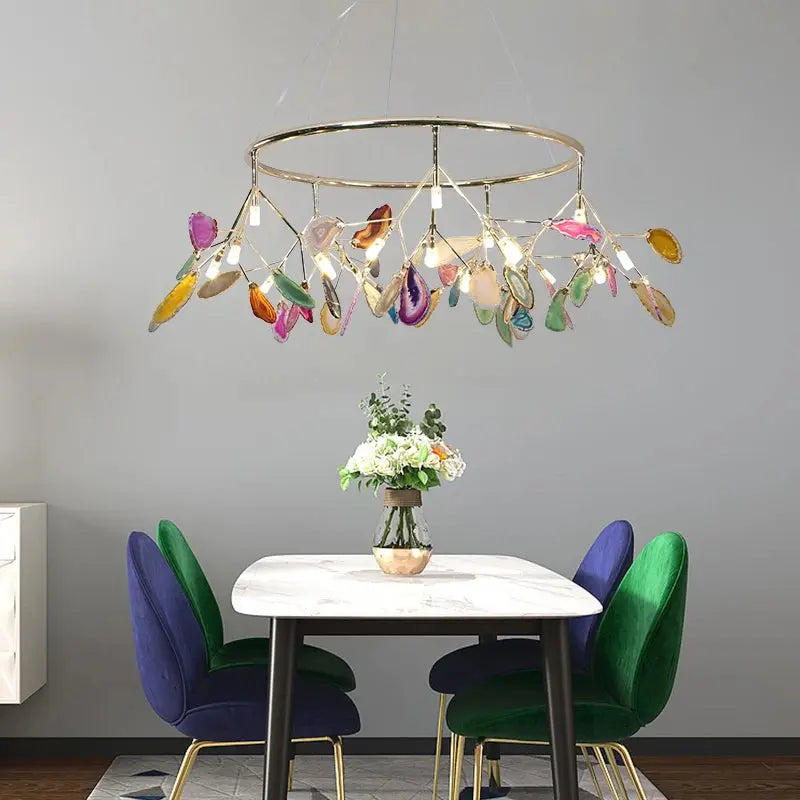 Rustic Style Led Agate Chandelier