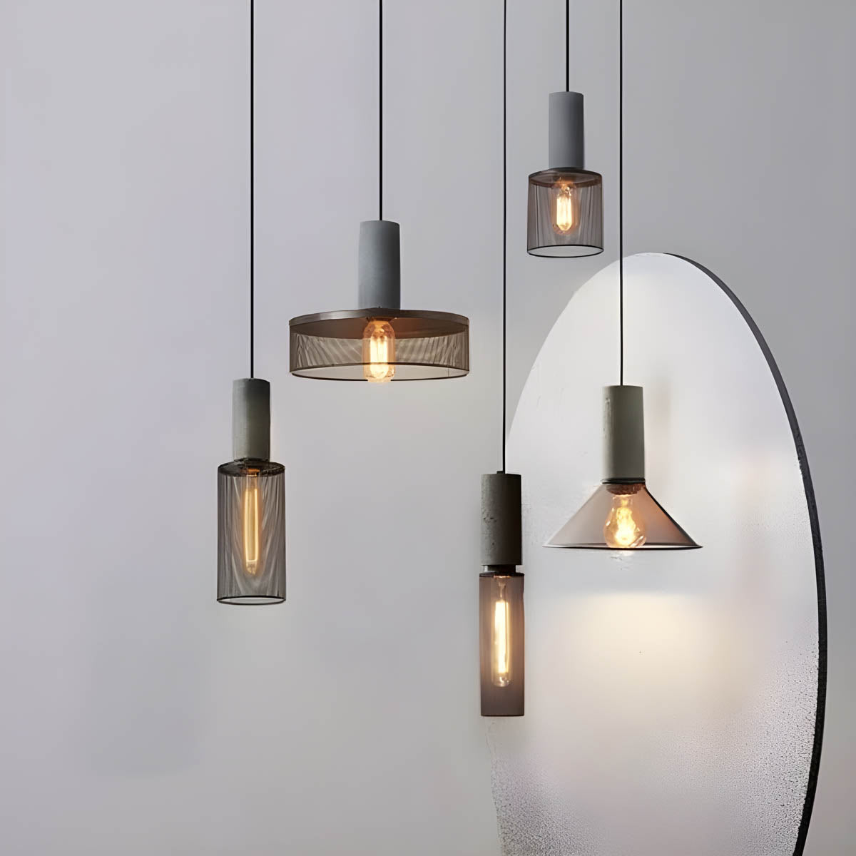 Modern Iron Grey Hanging Light Pendant Lampshade