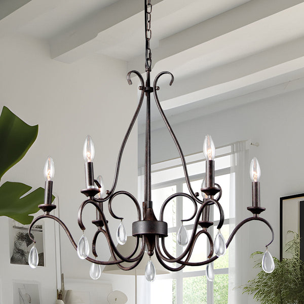Uzorus Vintage Industrial Crystal Chandelier